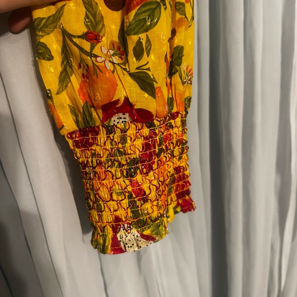 Farm Rio for Anthropologie Deep V Tie Front Crop Top - Picture 4 of 8
